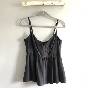 Sandra Angelozzi silk black sleeveless babydoll spaghetti strap cami blouse top